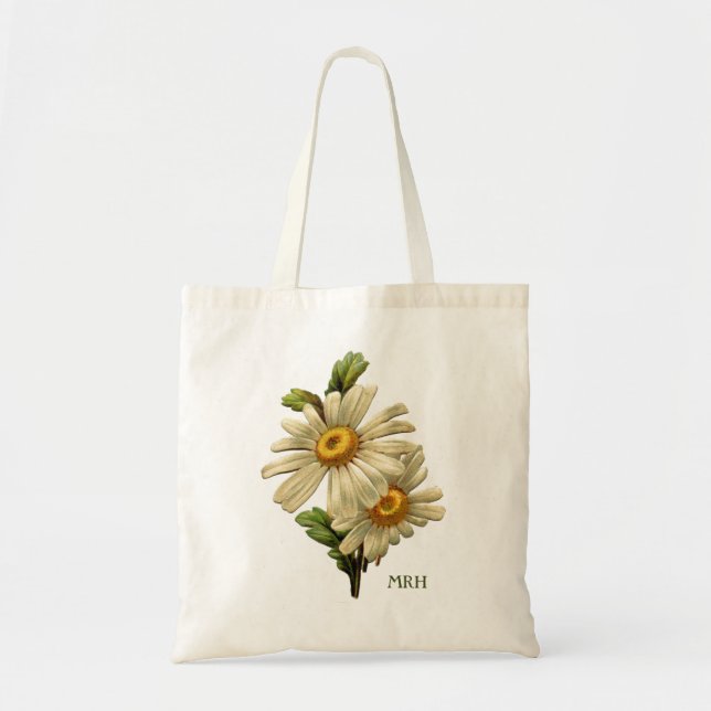 Tote Bag Plutôt Fleur Faisée Été Floral Facultatif Initial (Devant)