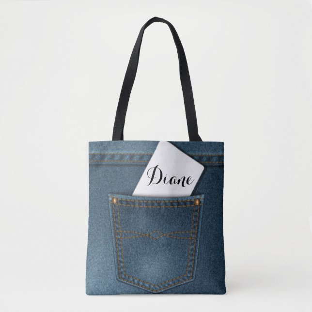 Tote Bag Poche Denim Blue Jeans (Devant)