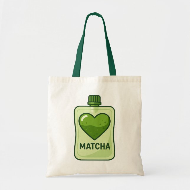 Tote Bag Pochette de sérum Matcha avec conception cardiaque (Devant)