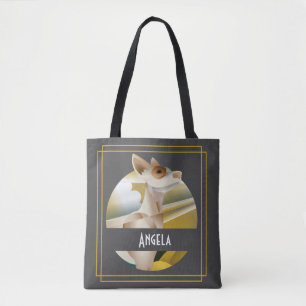 Tote Bag Podenco Vintage Art Déco Chien gris customisé