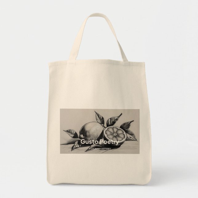 Tote Bag Poésie citron et gusto orange (Devant)