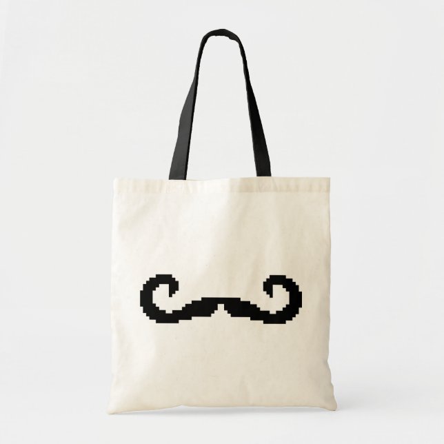 Tote Bag Poignée de 8 bits Pixel Moustache (Devant)