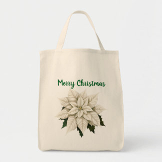 Tote Bag Poinsettia Blanc d'Hiver