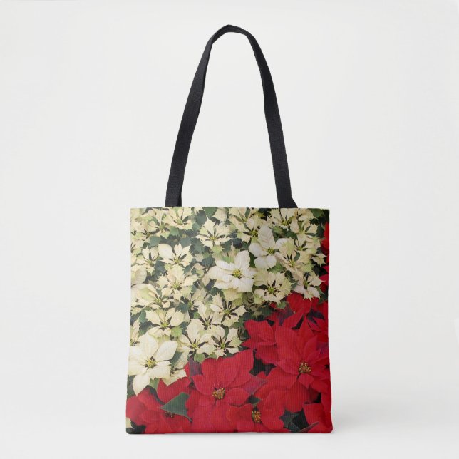 Tote Bag Poinsettias blanches et rouges I Holiday Floral (Devant)