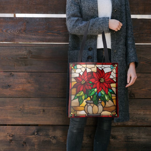 Tote Bag Poinsettias Plantées Faux Verre (Créateur téléchargé)