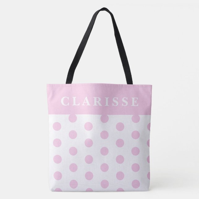 Tote Bag Pointe Polka Chic et Blanc Personnalisée (Devant)