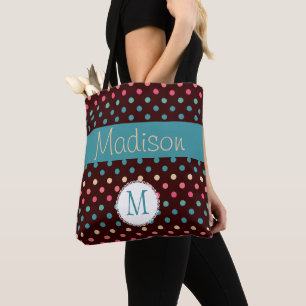 Tote Bag Points colorés amusants Monogramme initial tendanc