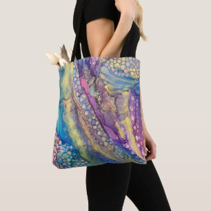 Tote Bag Points colorés Encre d'alcool Liquide Art Abstrait