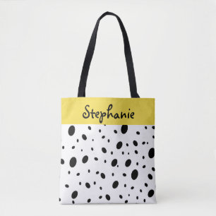 Tote Bag points en noir et blanc fourre-tout personnalisés