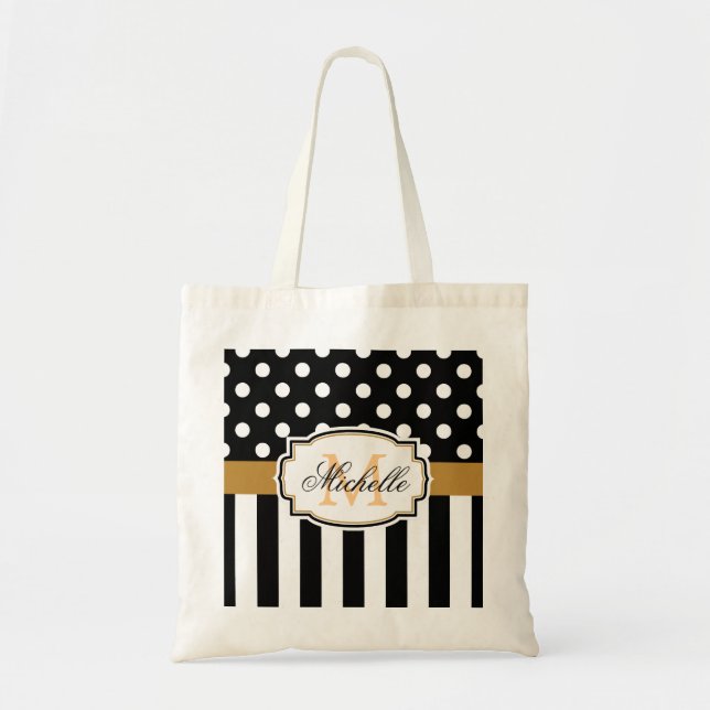 Tote Bag Points et bandes (Devant)