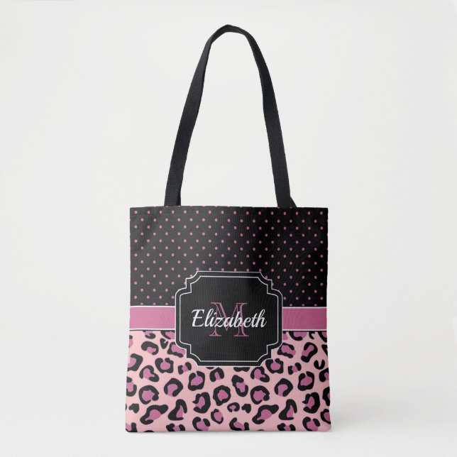 Tote Bag Points et Empreintes de léopard (Devant)