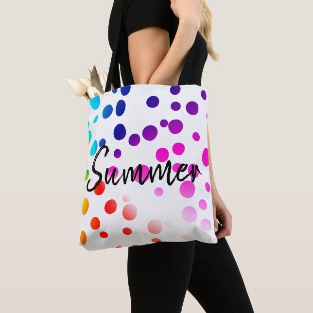 Tote Bag Points néon avec texte d'été  (De près)