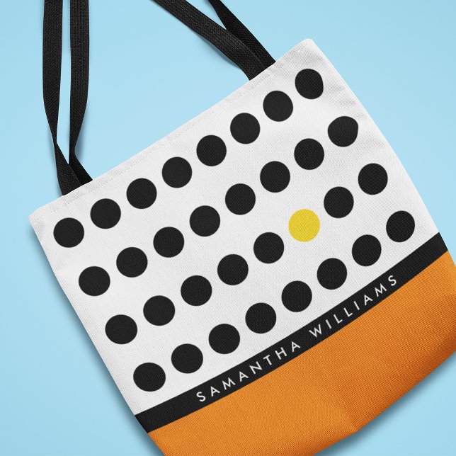 Tote Bag Points noirs orange ludique Personnalisé (Créateur téléchargé)