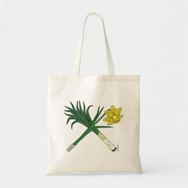 Tote Bag Poireau et jonquille traversée (Devant)