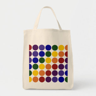 Tote Bag Pois arc-en-ciel sur gris