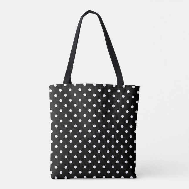 Tote Bag Pois blanc moyen sur le noir (Dos)