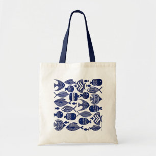 Tote Bag Poisson à motifs bleus
