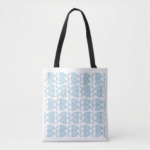 Tote Bag Poisson blanc bleu moderne