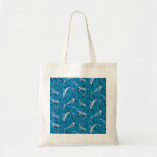 Tote Bag Poisson bleu vintage et algues : Art Nouveau Nauti
