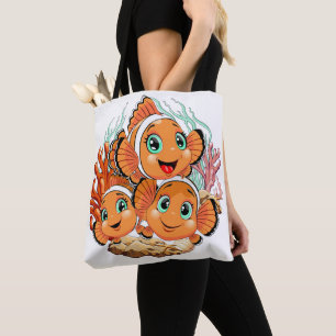 Tote Bag Poisson clown Dessin animé mignon Famille Sous l'e