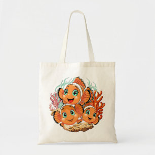 Tote Bag Poisson clown Dessin animé mignon Famille Sous l'e