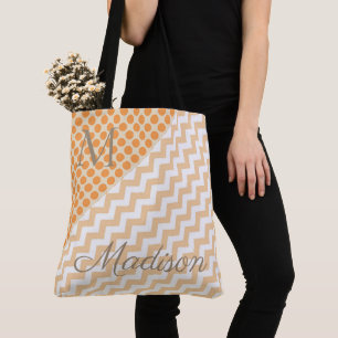 Tote Bag Poisson Orange Pots tendance Zig Girly Nom Monogra