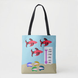 Tote Bag Poisson rouge et noir avec des clams