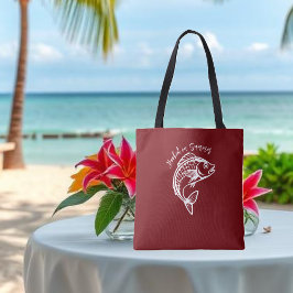 Tote Bag Poisson sur l'été noirCerise rouge