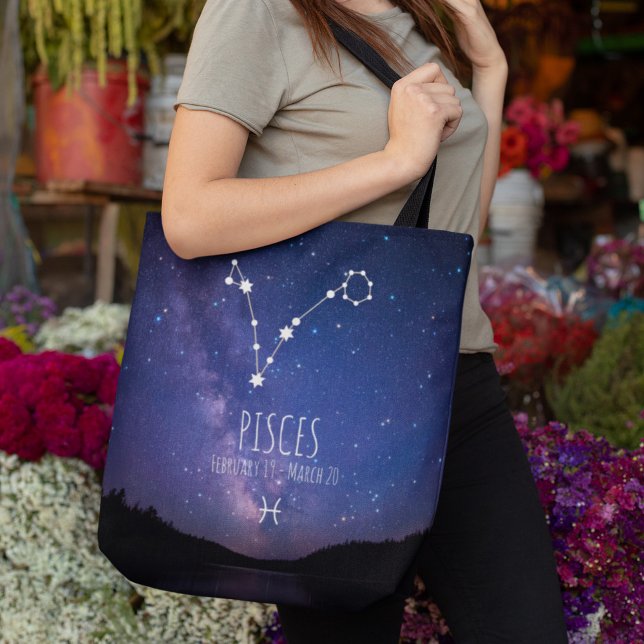 Tote Bag Poissons | Constellation Zodiaque personnalisée (Créateur téléchargé)