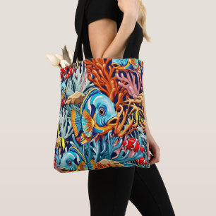 Tote Bag Poissons Tropicaux Couleurs Vives Ambiance Été