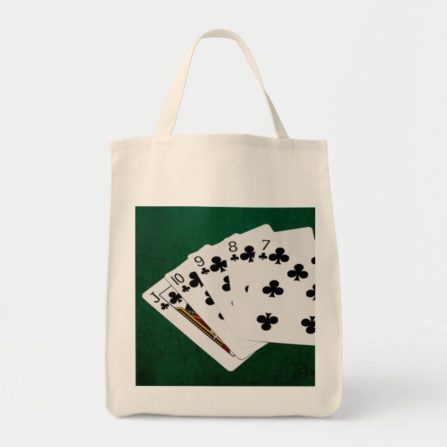 Tote Bag Poker Hands - Flush droit - Costume Clubs (Devant)