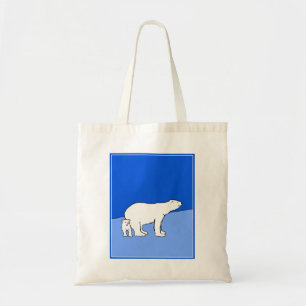 Tote Bag Polar Bear Mom and Cub Peinture - Wildlife Art