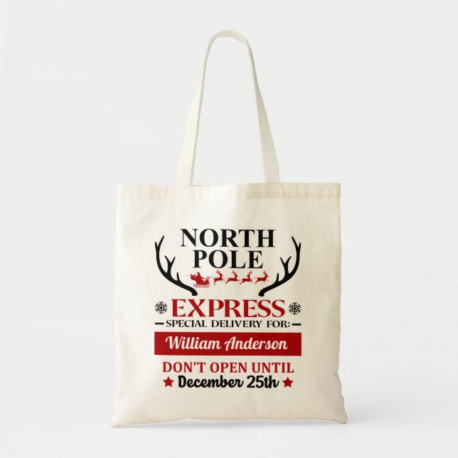 Tote Bag Pôle Nord Livraison spéciale Cadeau de Noël Fourre (Devant)