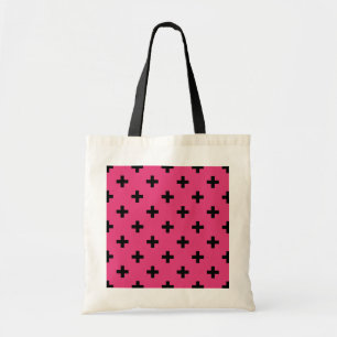Tote Bag Polka noire croise sur fuchsia