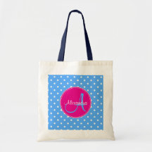 Polka point monogramme nom initial motif bleu rose