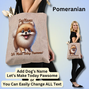 Tote Bag Pomeranian - Ajouter le nom du chien, modifier le