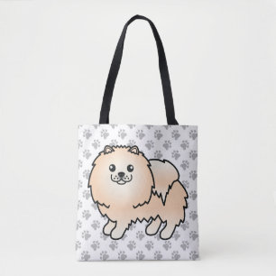Tote Bag Pomeranian crème Chien de dessin animé mignon & Pa