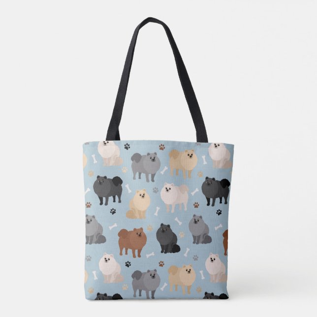 Tote Bag Poméranie Paw-prints et os de chien (Dos)