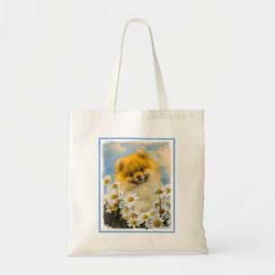Tote Bag Poméranien dans Daisies Peinture - Art Chien origi