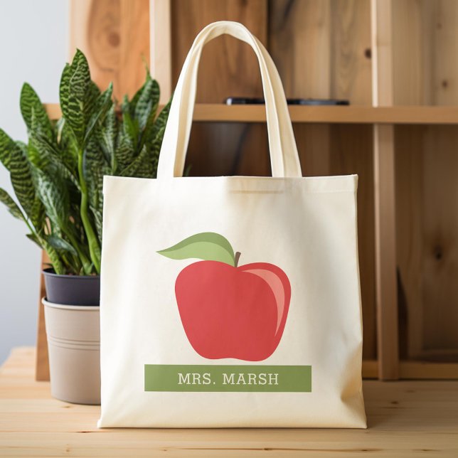 Tote Bag Pomme de professeur personnalisée avec Apple moder (Custom Tote Bag)