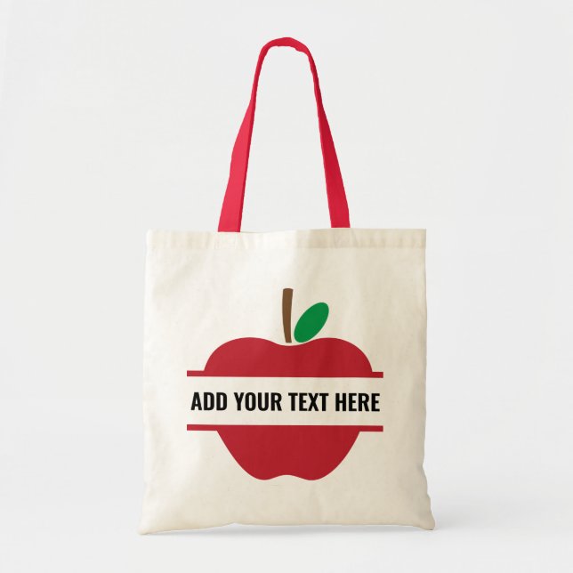 Tote Bag Pomme enseignant personnalisable (Devant)