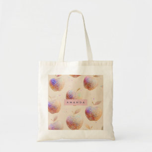 Tote Bag Pomme Pailletée Personnalisée Fruit Pastel à Paill