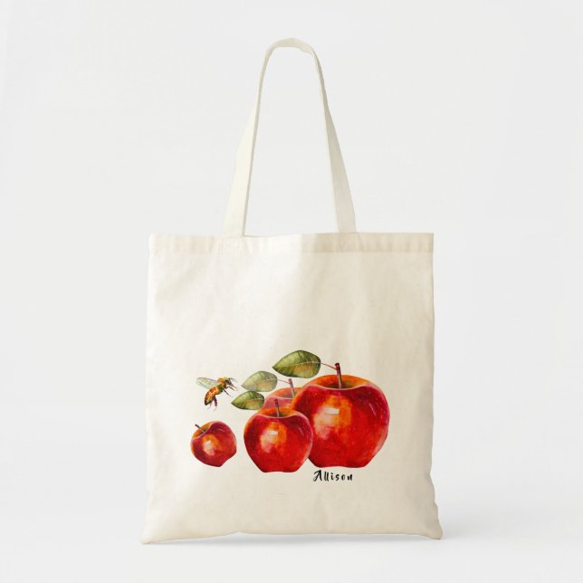 Tote Bag Pomme rouge personnalisée (Devant)