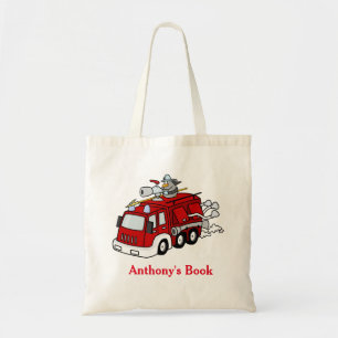 Tote Bag Pompe à incendie nommée personnalisée par enfan