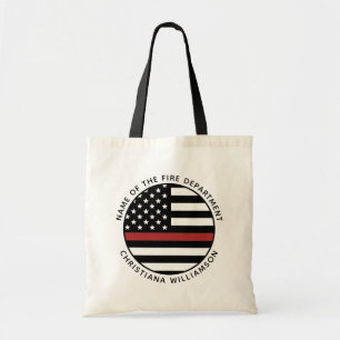 Tote Bag Pompier personnalisé Mince Red Line USA Drapeau
