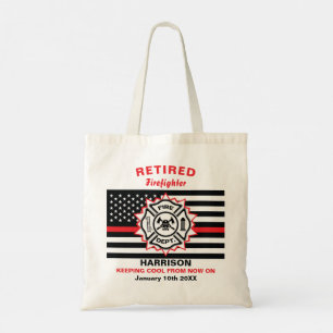 Tote Bag Pompier Retraité Mince Ligne Rouge Drôle Drôle 