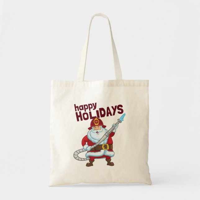 Tote Bag Pompiers Noël Père Noël Pompier (Devant)
