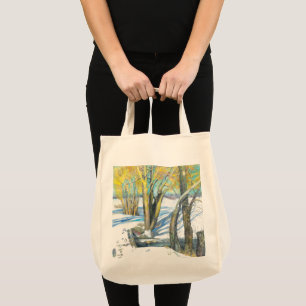 Tote Bag pont en hiver Peinture Watercol