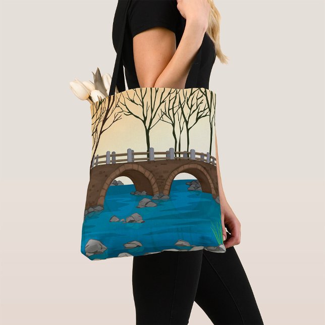 Tote Bag Pont Rustique En Pierre Sur Rivière Paysage nature (Créateur téléchargé)