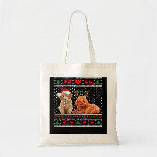 Tote Bag Poodle Chien de Noël Chien Léger Chandail moche 30